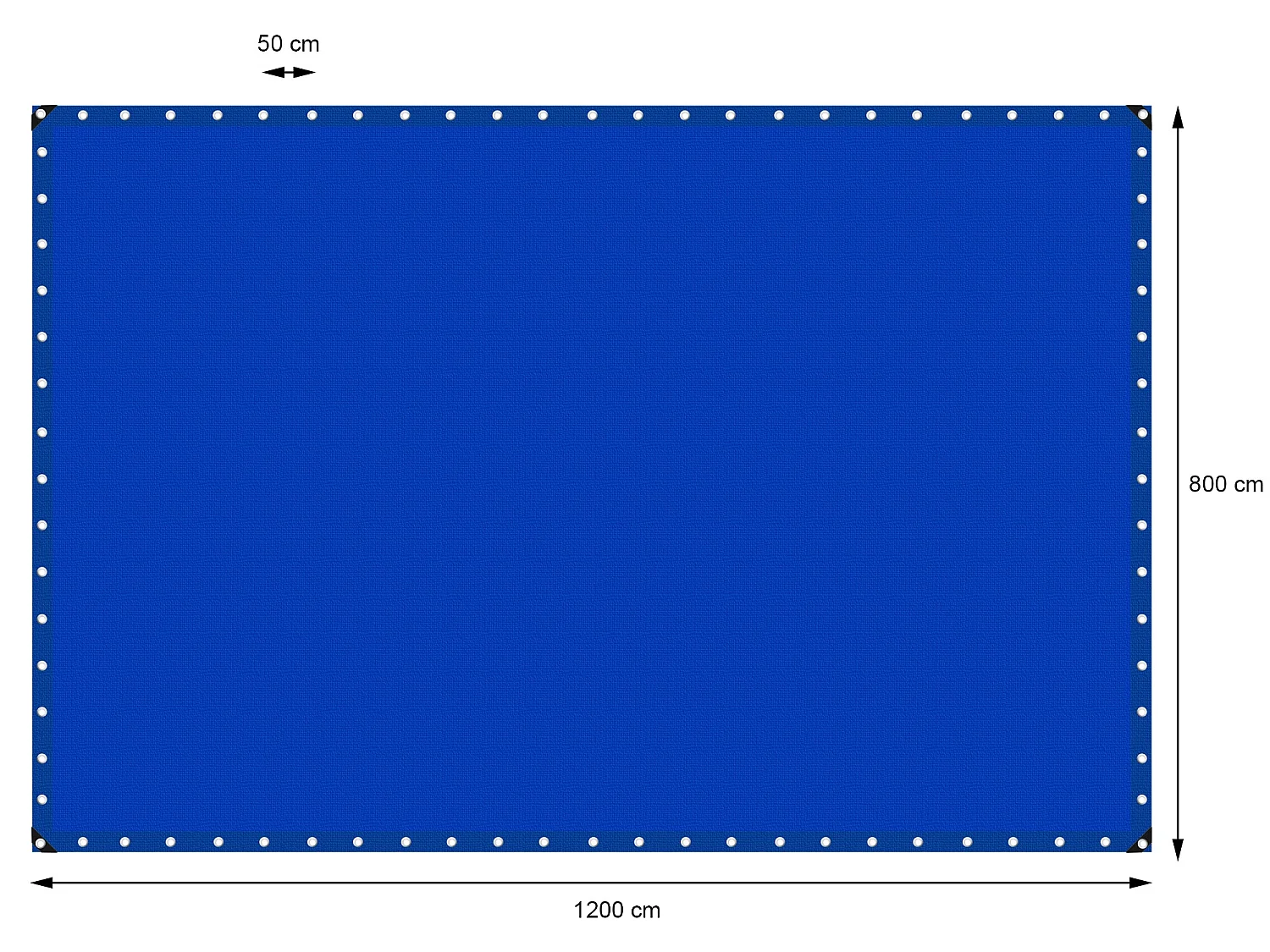 Telone occhiellato impermeabile da giardino polietilene telo 8x12 m 180 g/m² blu