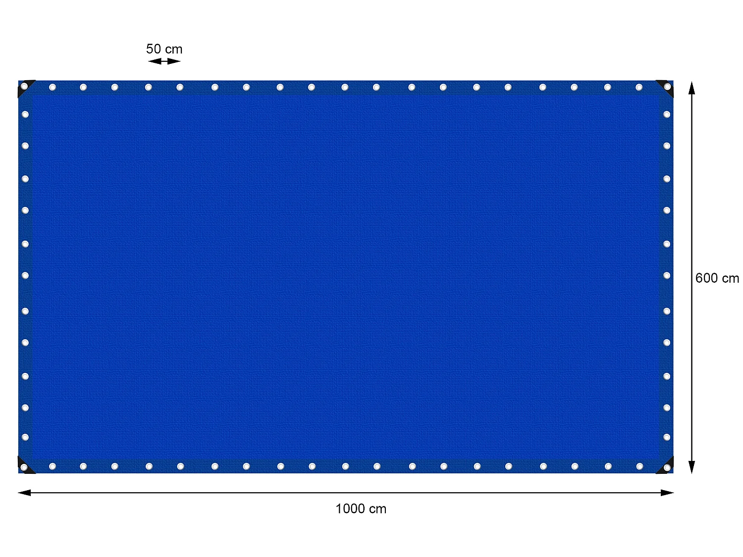 Bâche de couverture étanche protection en PE avec oeillets 6x10 m 180 g/m² bleu