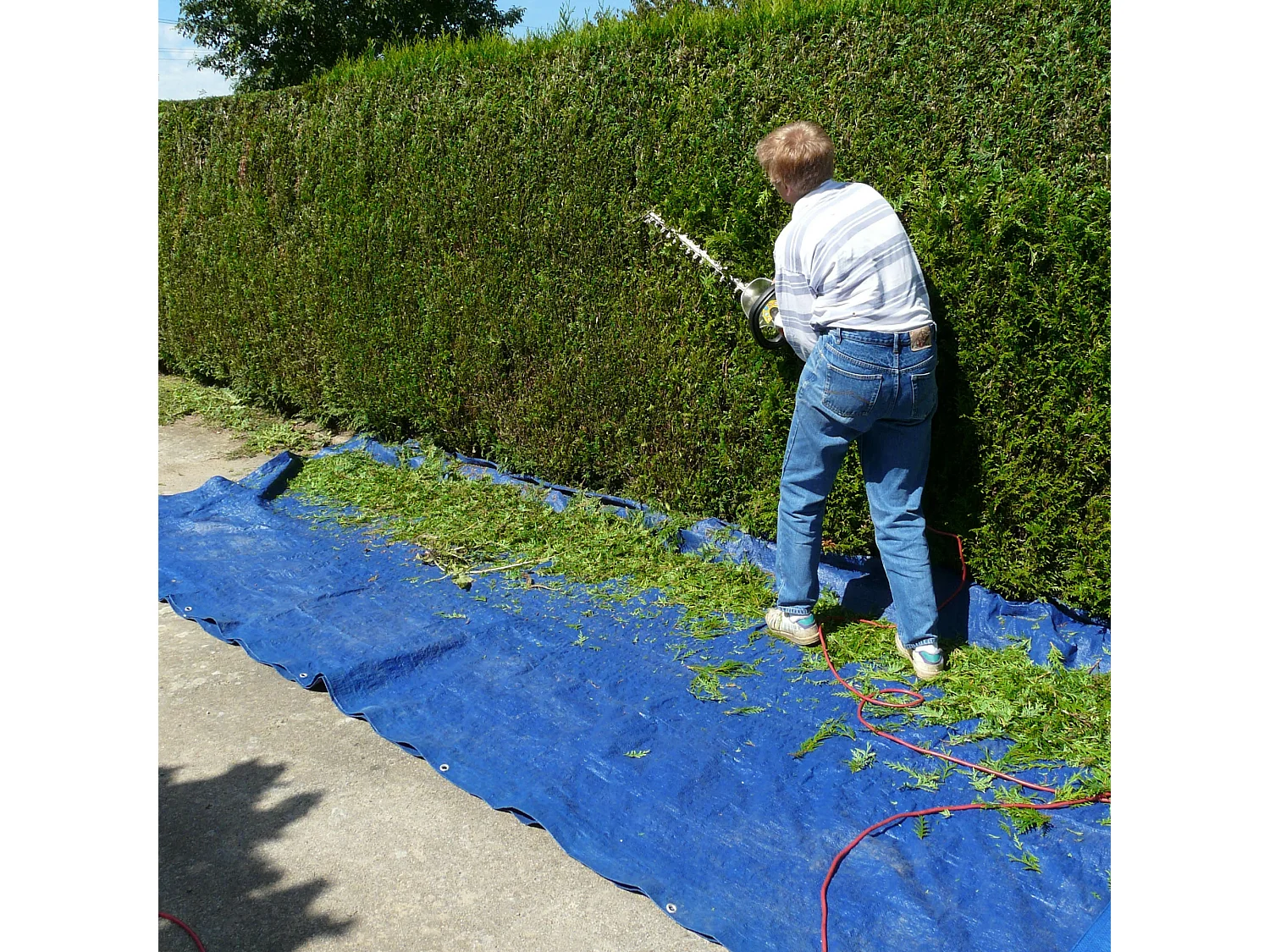 Lona de protección impermeable con ojales polietileno cubierta 4x6m azul 260g/m²