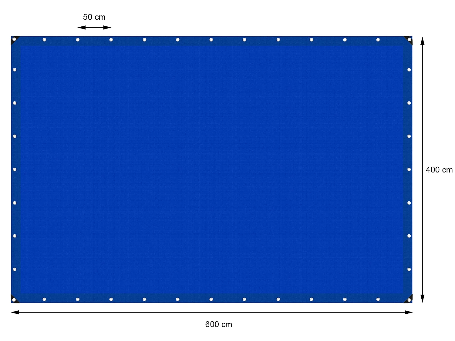 Bâche de couverture étanche protection en PE avec oeillets 4x6 m 260 g/m² bleu