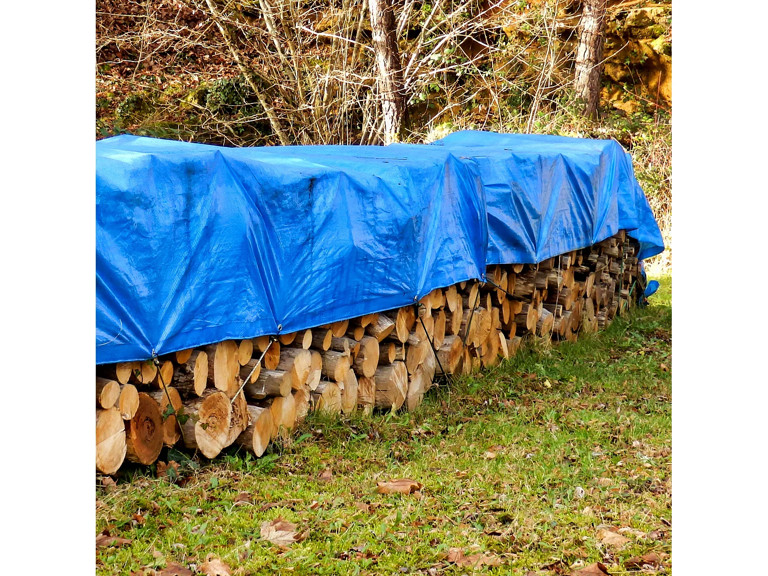 Lona protección impermeable ojales polietileno cubierta azul1,5x12m 18m² 180g/m²