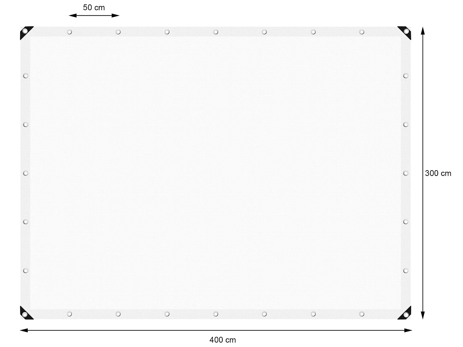 Telone occhiellato impermeabile antistrappo polietilene 3x4m 260g/m² bianco