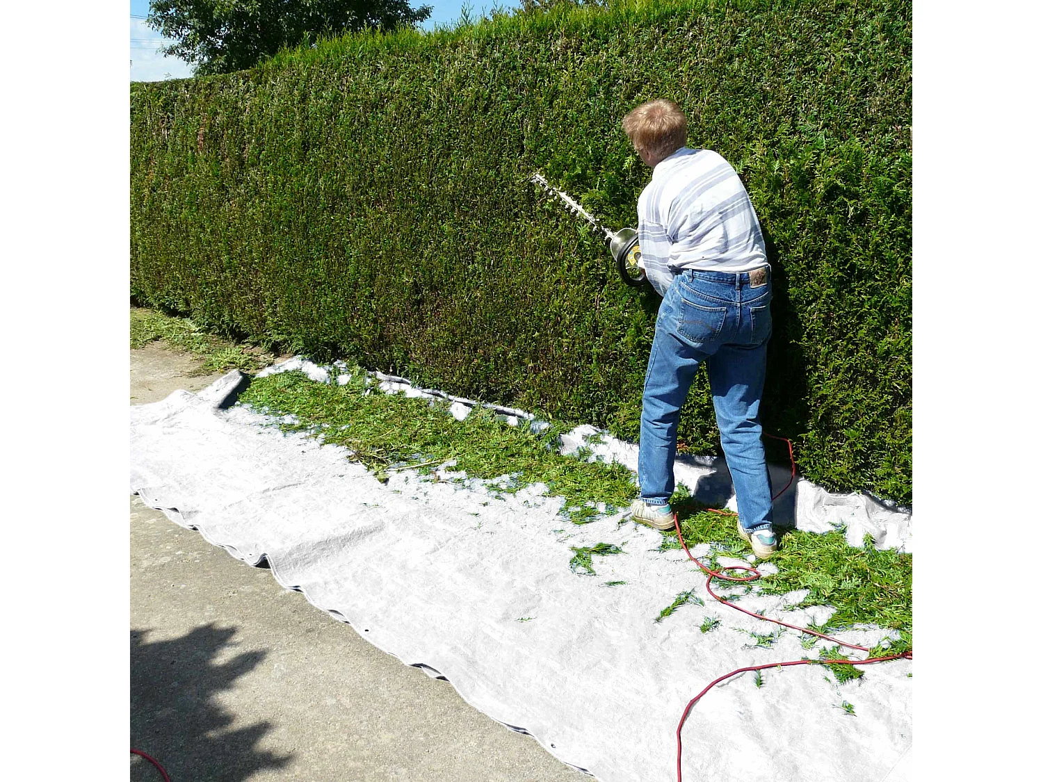 Lona de protección impermeable ojales polietileno cubierta 3x4m blanco 260g/m²