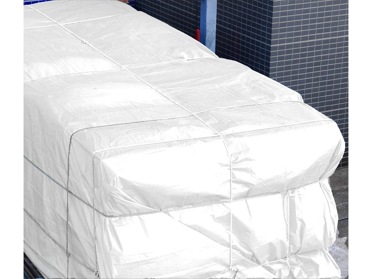 Lona de protección impermeable ojales polietileno cubierta 3x4m blanco 260g/m²