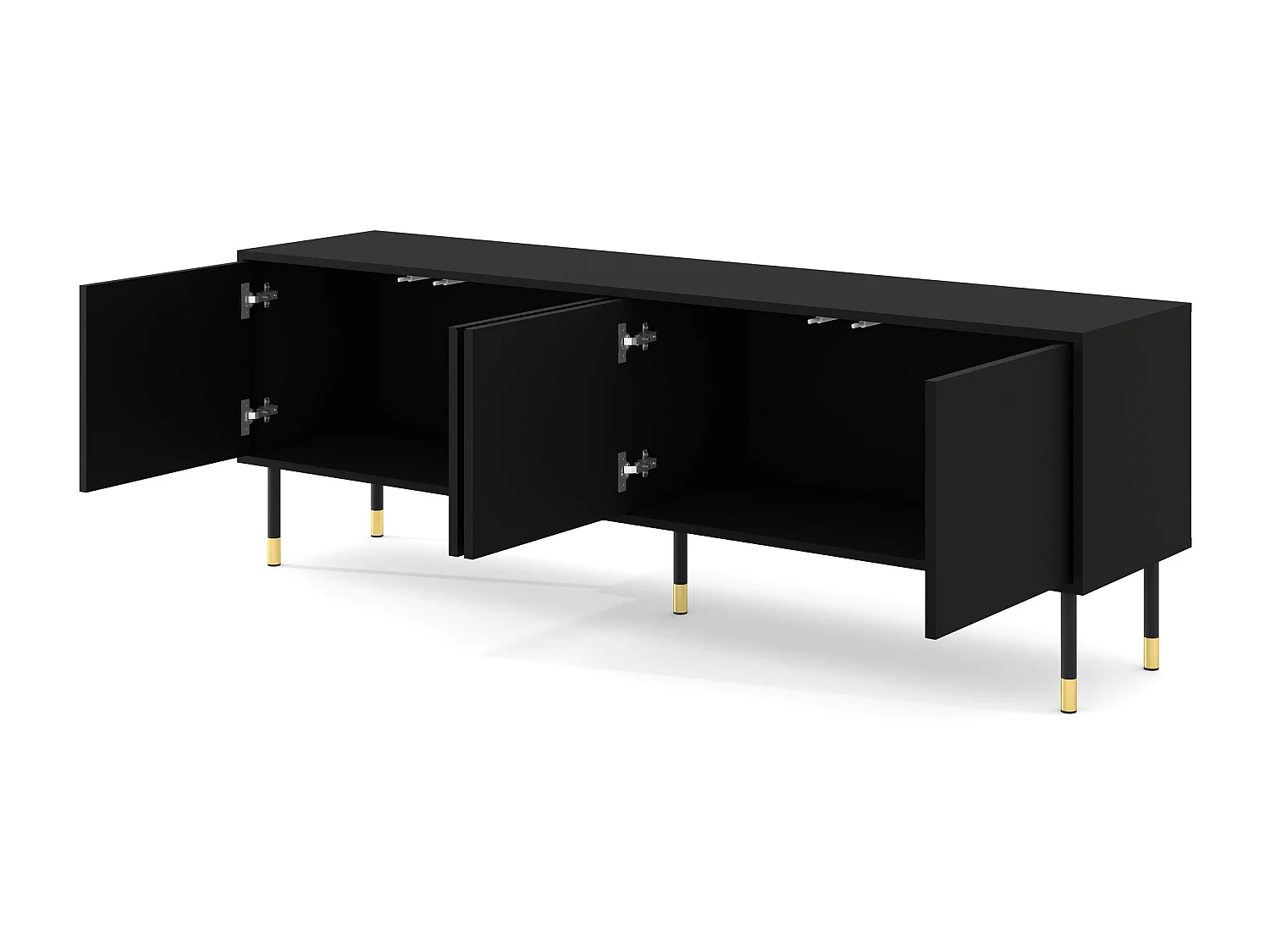 TV-meubel WOODY BLACK 4D 180 cm gefreesd mat zwart