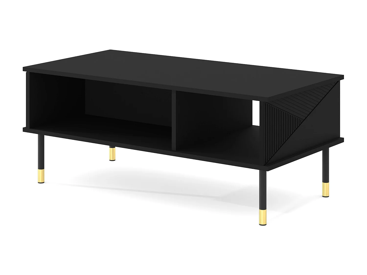 Couchtisch WOODY BLACK 110x55 cm gefräst Schwarz Matt