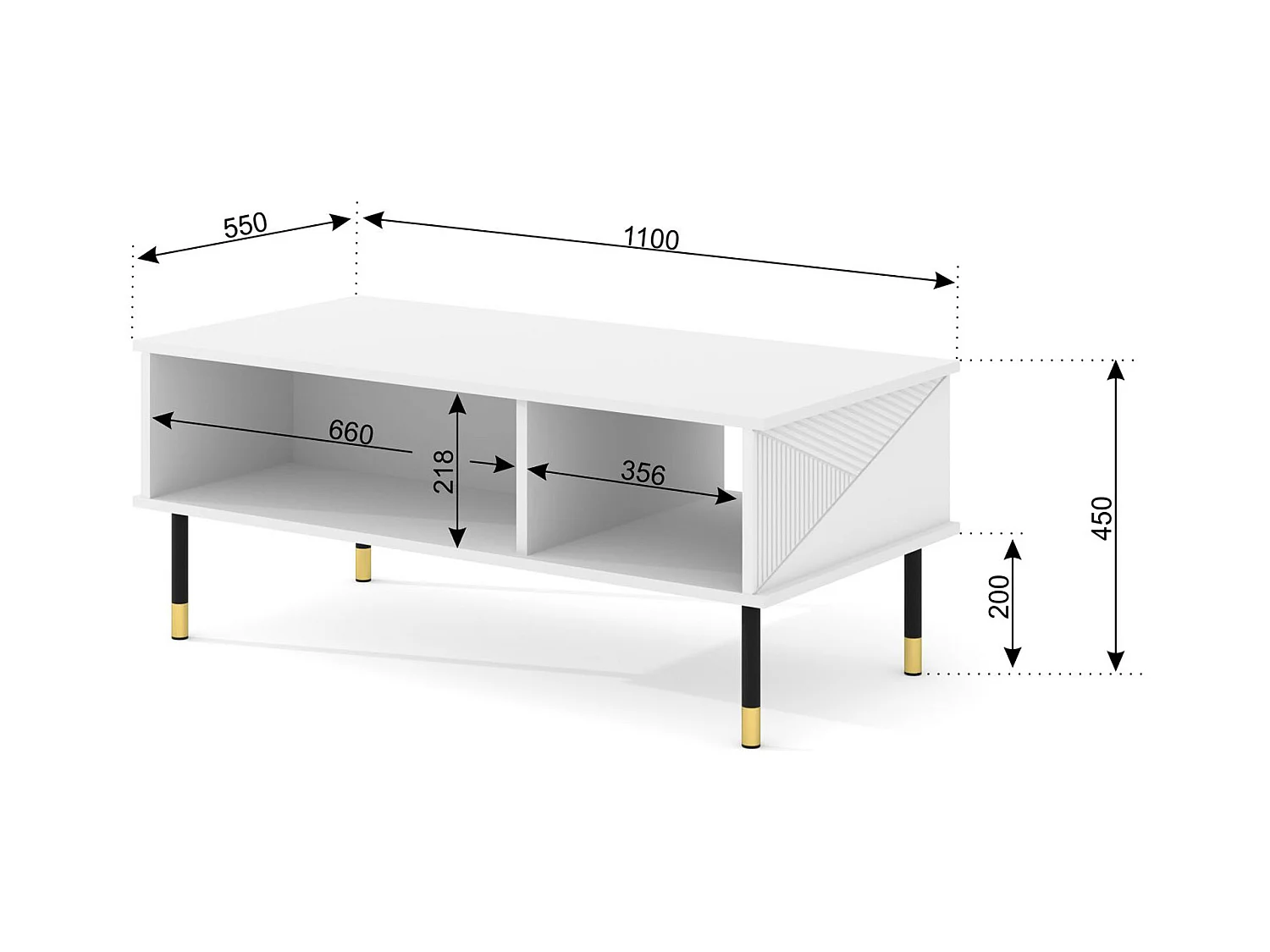 Mesa de centro WOODY BLACK 110x55 cm fresado negro mate
