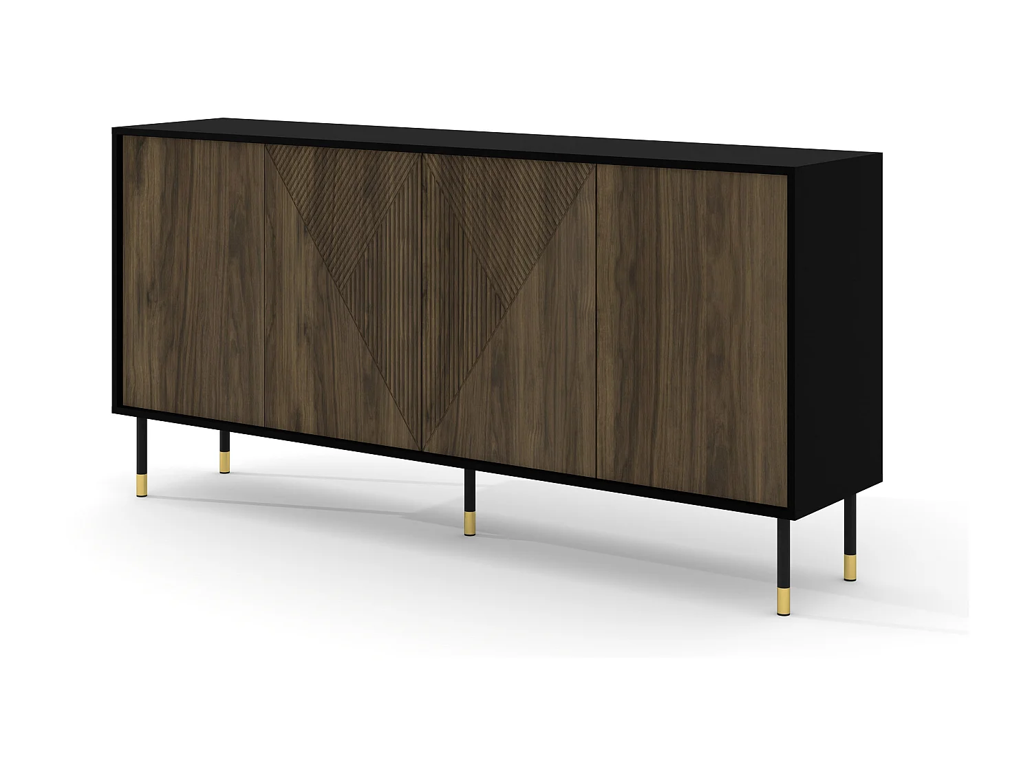 Ladenkast WOODY PACIFIC 4D 180 cm gefreesd mat zwart / pacific noot