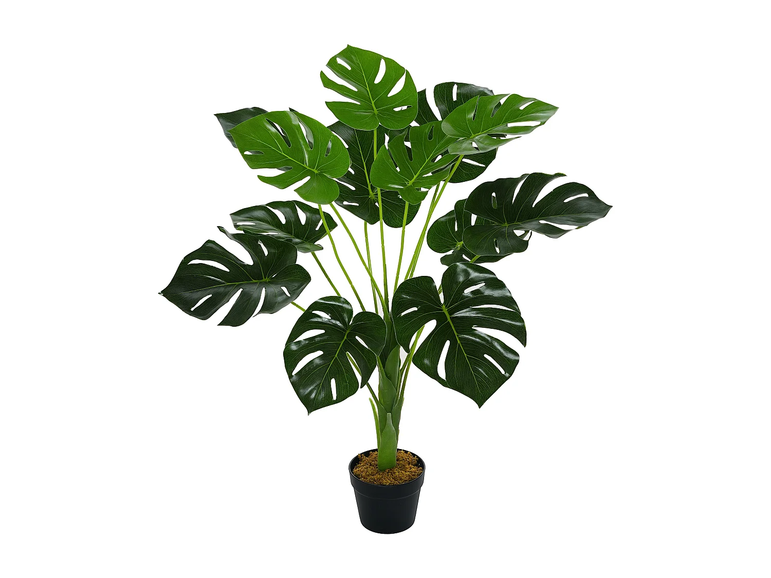 Arbre artificiel plante artificielle Monstera H. 85 cm tronc branches lichen feuilles de tortue grand réalisme pot inclus