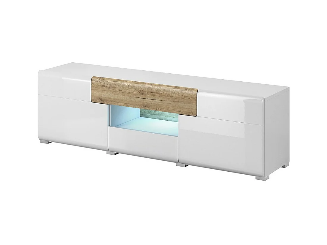 Meuble TV 160cm collection OHIO. Coloris blanc et chêne