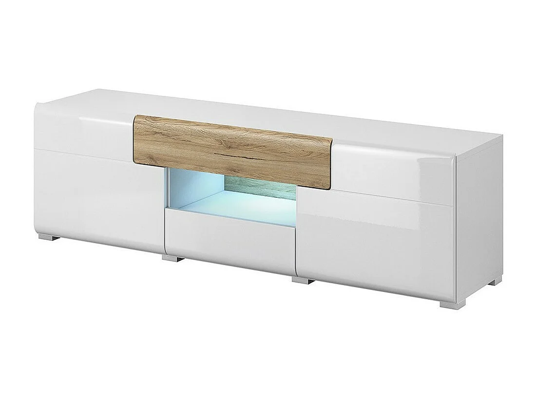 Tv-meubel 160 cm collectie OHIO. Kleuren wit en eiken.