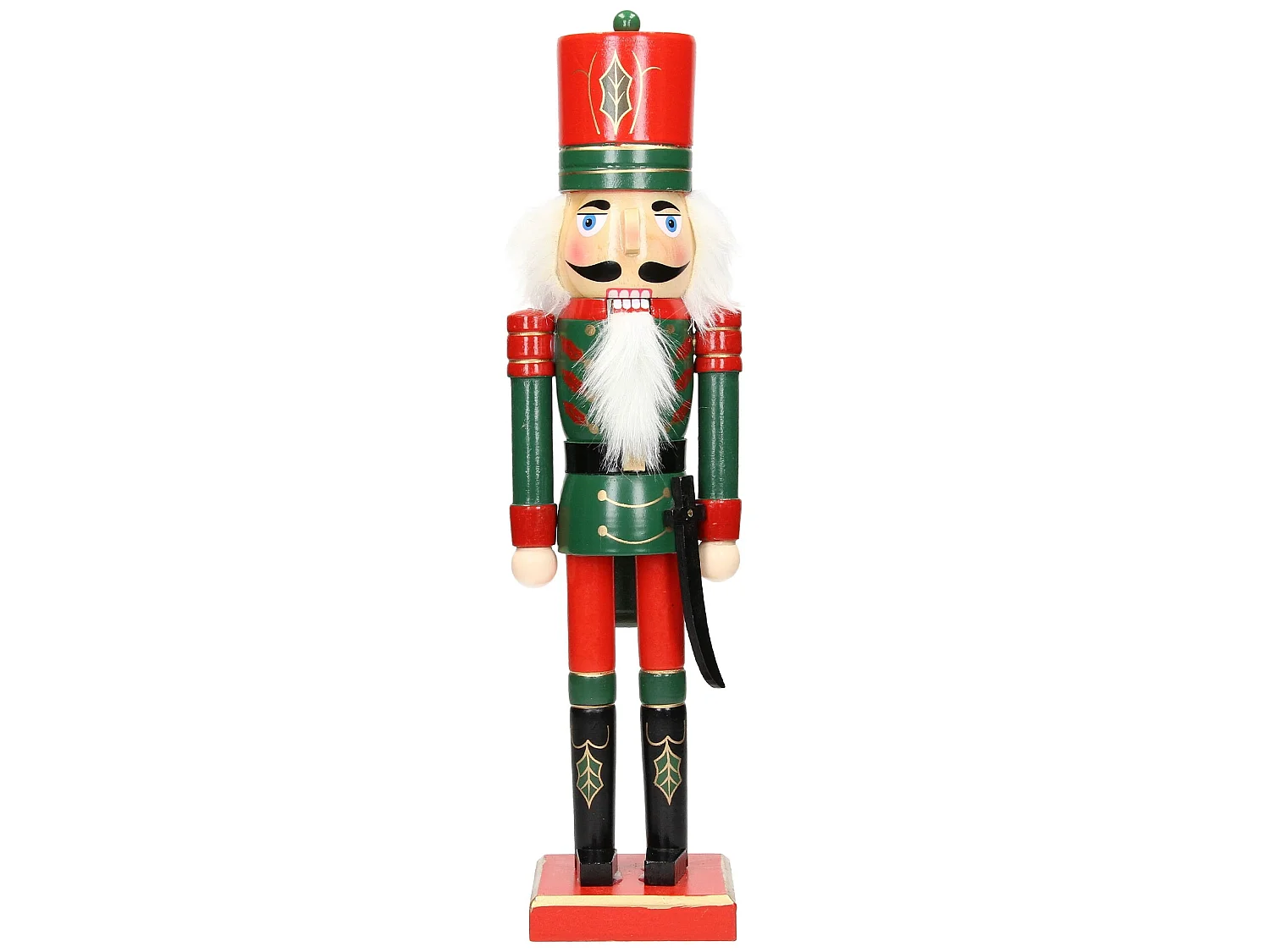 ECD Germany Soldat Casse-Noisette 25 cm avec Chapeau Rouge et Sabre, en Bois, Unique