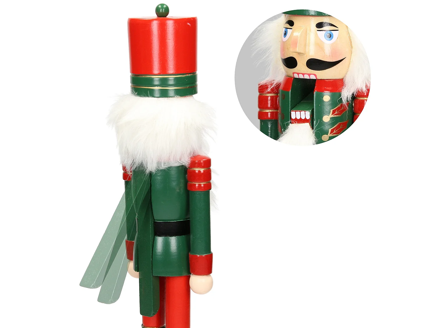 ECD Germany Soldat Casse-Noisette 25 cm avec Chapeau Rouge et Sabre, en Bois, Unique