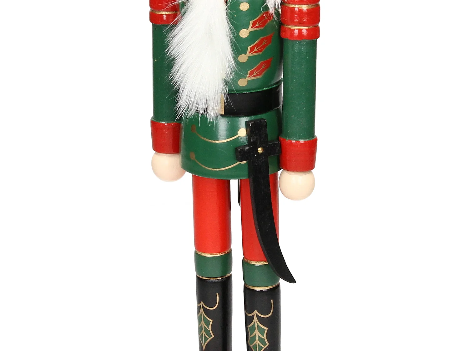 ECD Germany Soldat Casse-Noisette 25 cm avec Chapeau Rouge et Sabre, en Bois, Unique