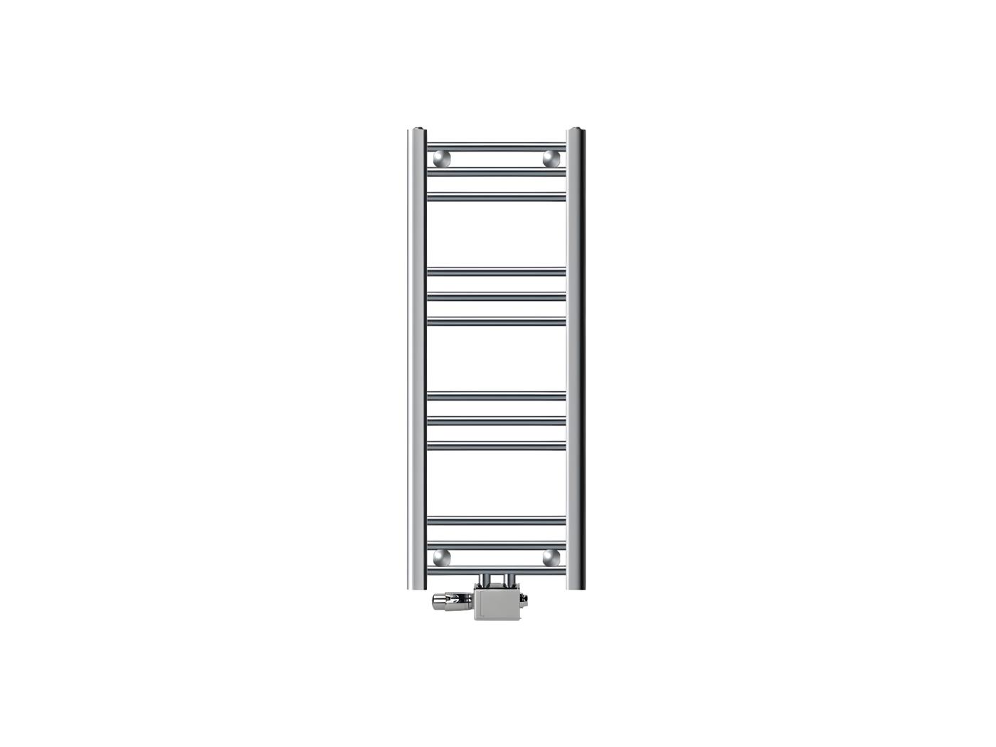 Ecd Germany Radiatore Da Bagno Attacco Centrale X Mm Cromato Dritto Con Termostato E Set