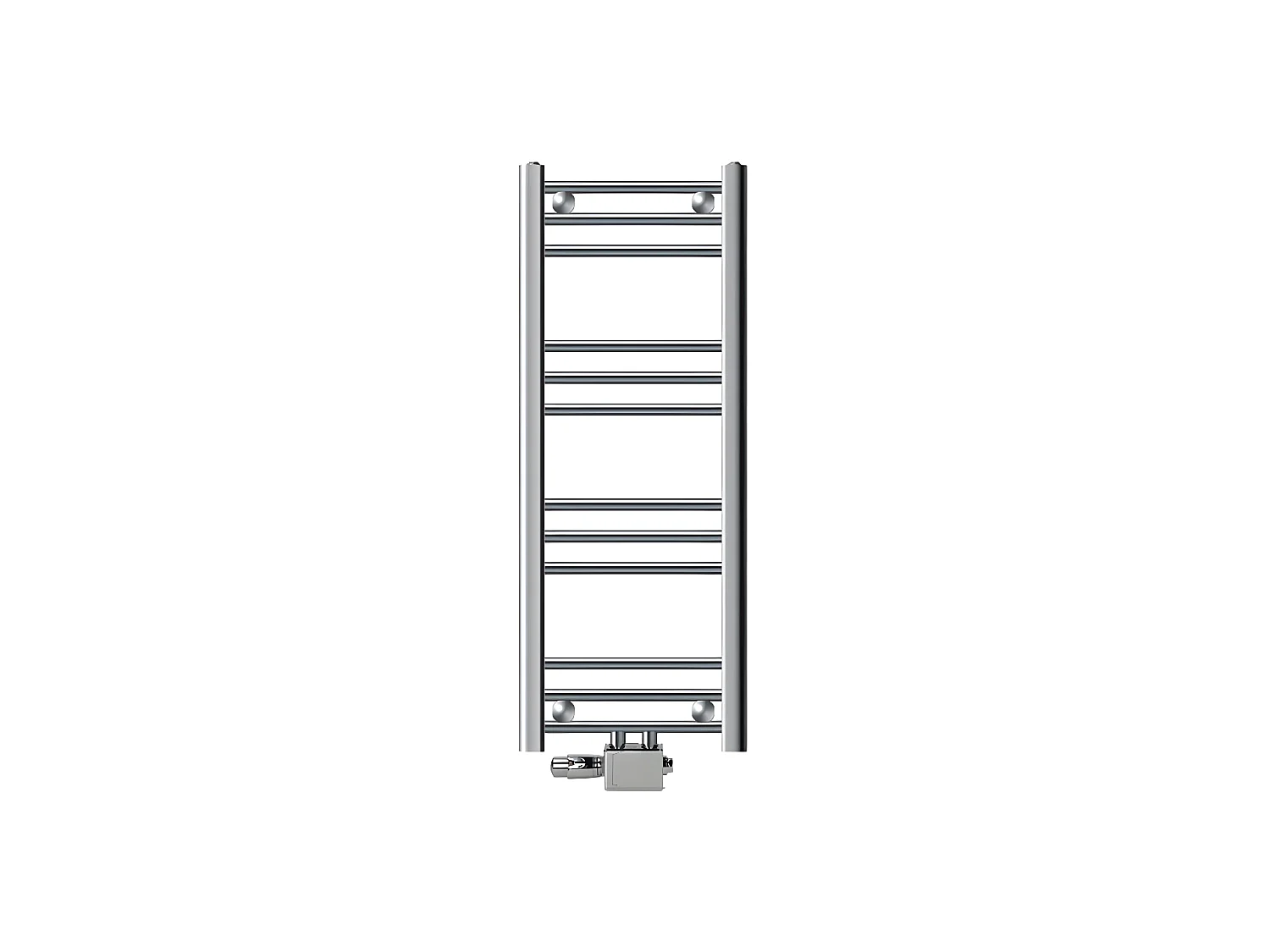 ECD Germany Radiateur de salle de bain raccord central 300 x 800 mm chromé droit avec thermostat et kit de raccordement forme universelle