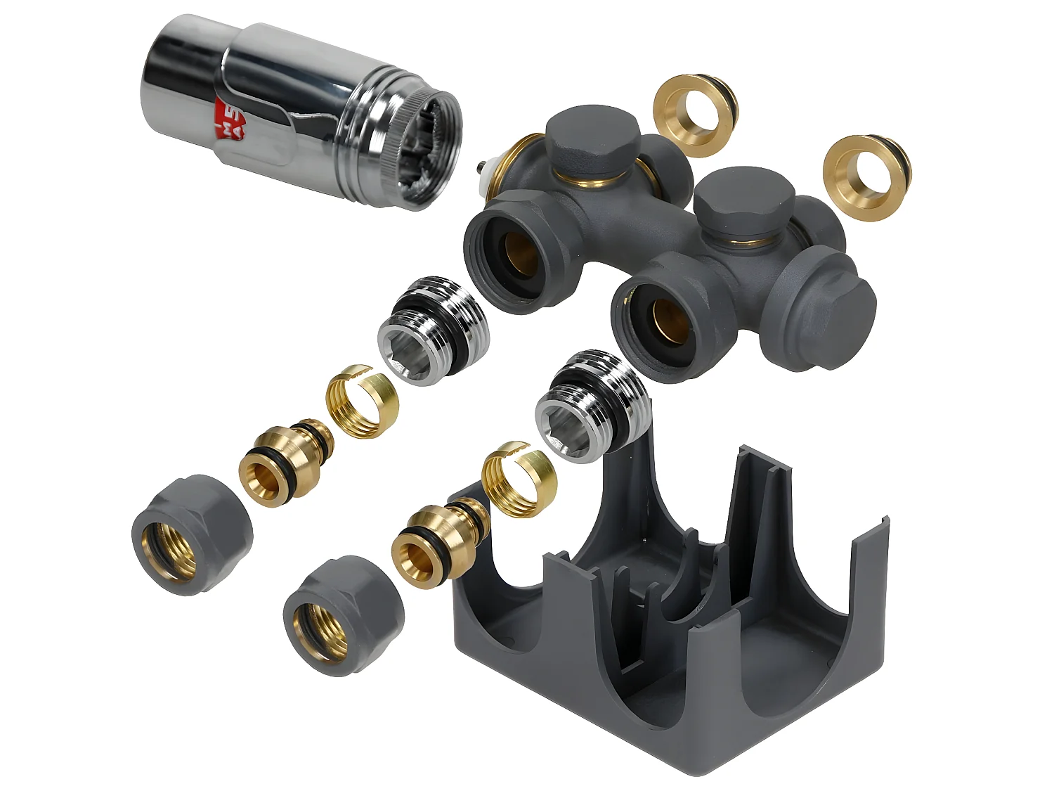 ECD Germany Radiateur de salle de bain raccordement central 750 x 1500 mm anthracite courbé avec thermostat et kit de raccordement