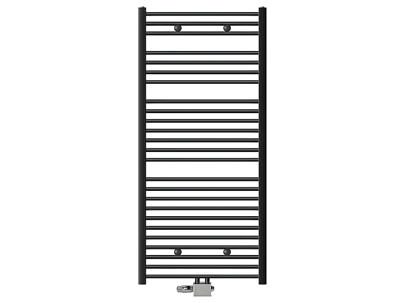ECD Germany Radiateur de salle de bain raccordement central 750 x 1500 mm anthracite courbé avec thermostat et kit de raccordement