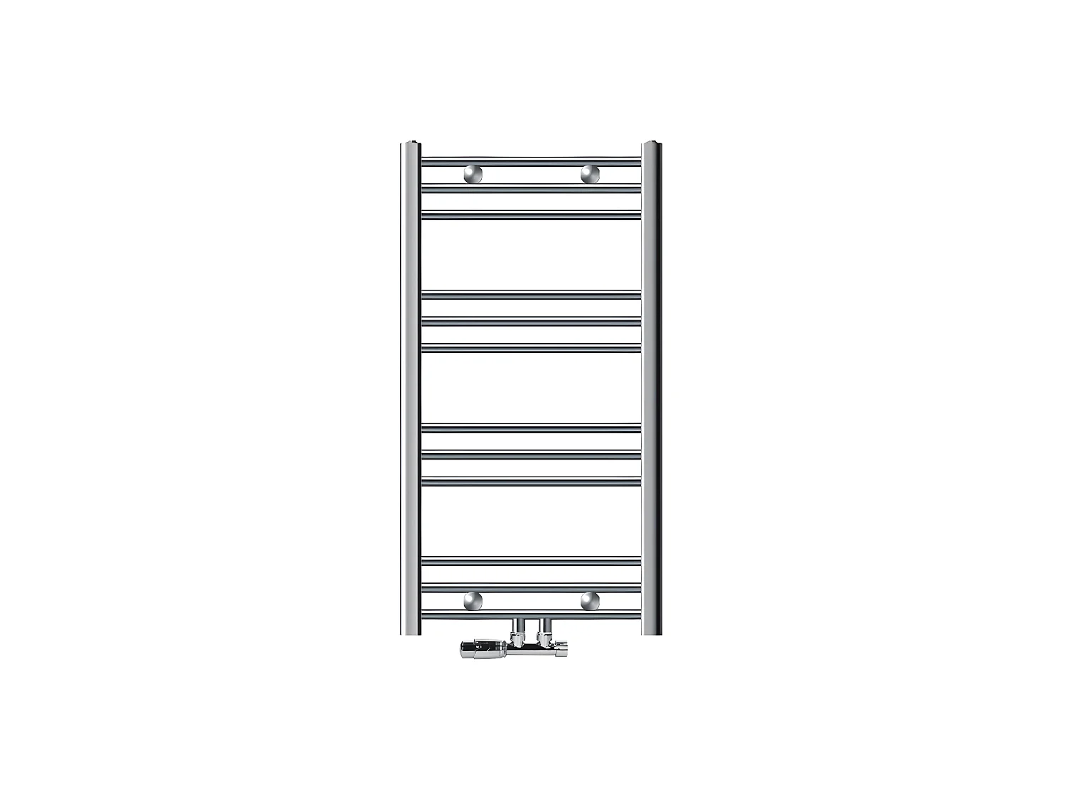 ECD Germany Radiateur de salle de bain à raccordement central 500 x 800 mm chromé courbé avec kit de raccordement comprenant thermostat mural d'angle chromé