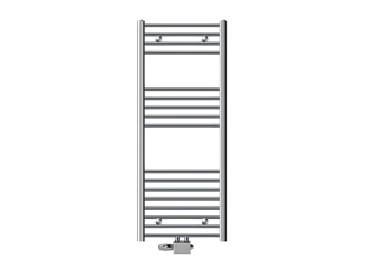 ECD Germany Radiateur de salle de bain raccord central 500 x 1200 mm chromé droit avec thermostat et kit de raccordement forme universelle