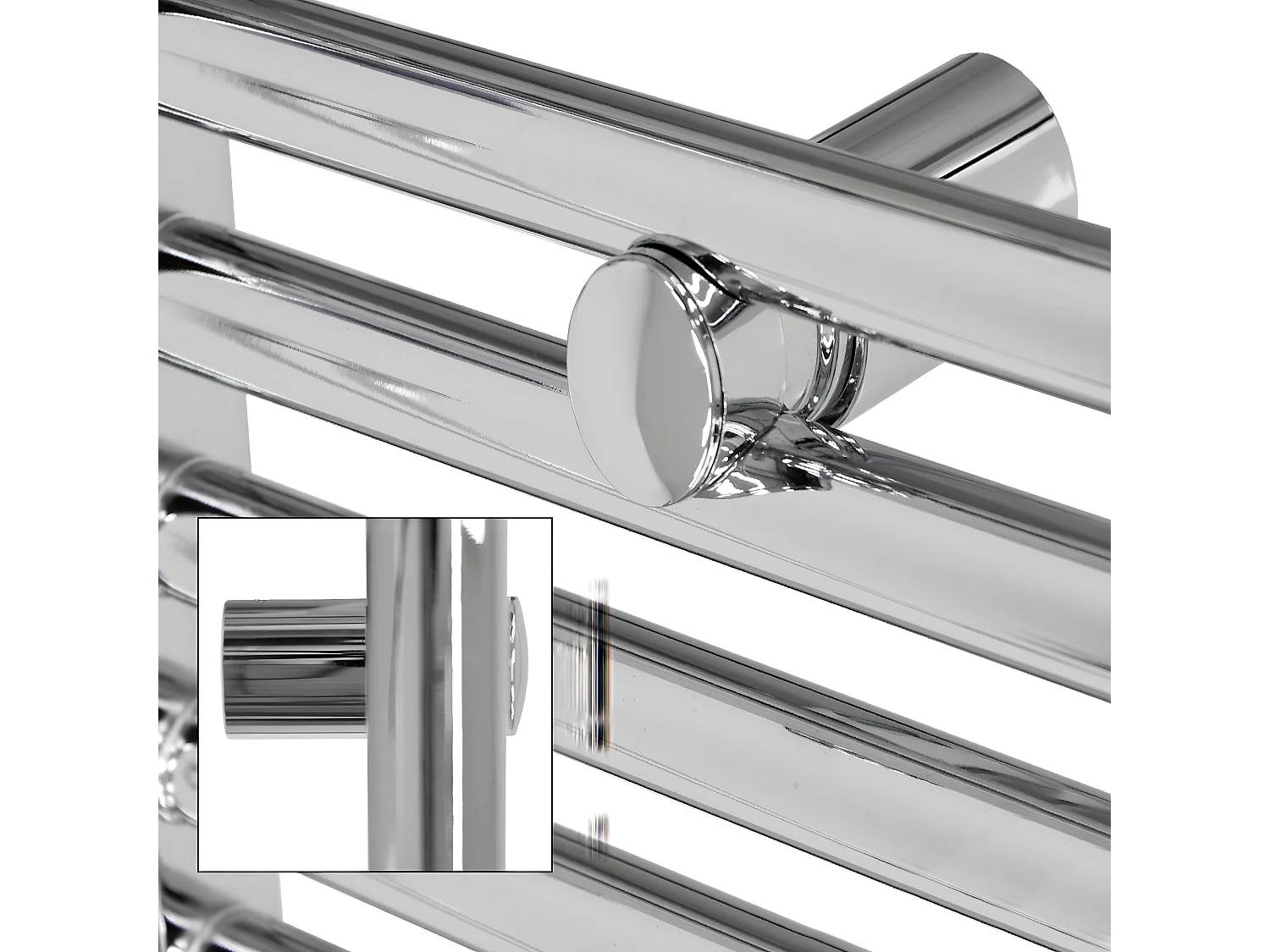 ECD Germany Radiateur de salle de bain raccord central 500 x 1200 mm chromé droit avec thermostat et kit de raccordement forme universelle