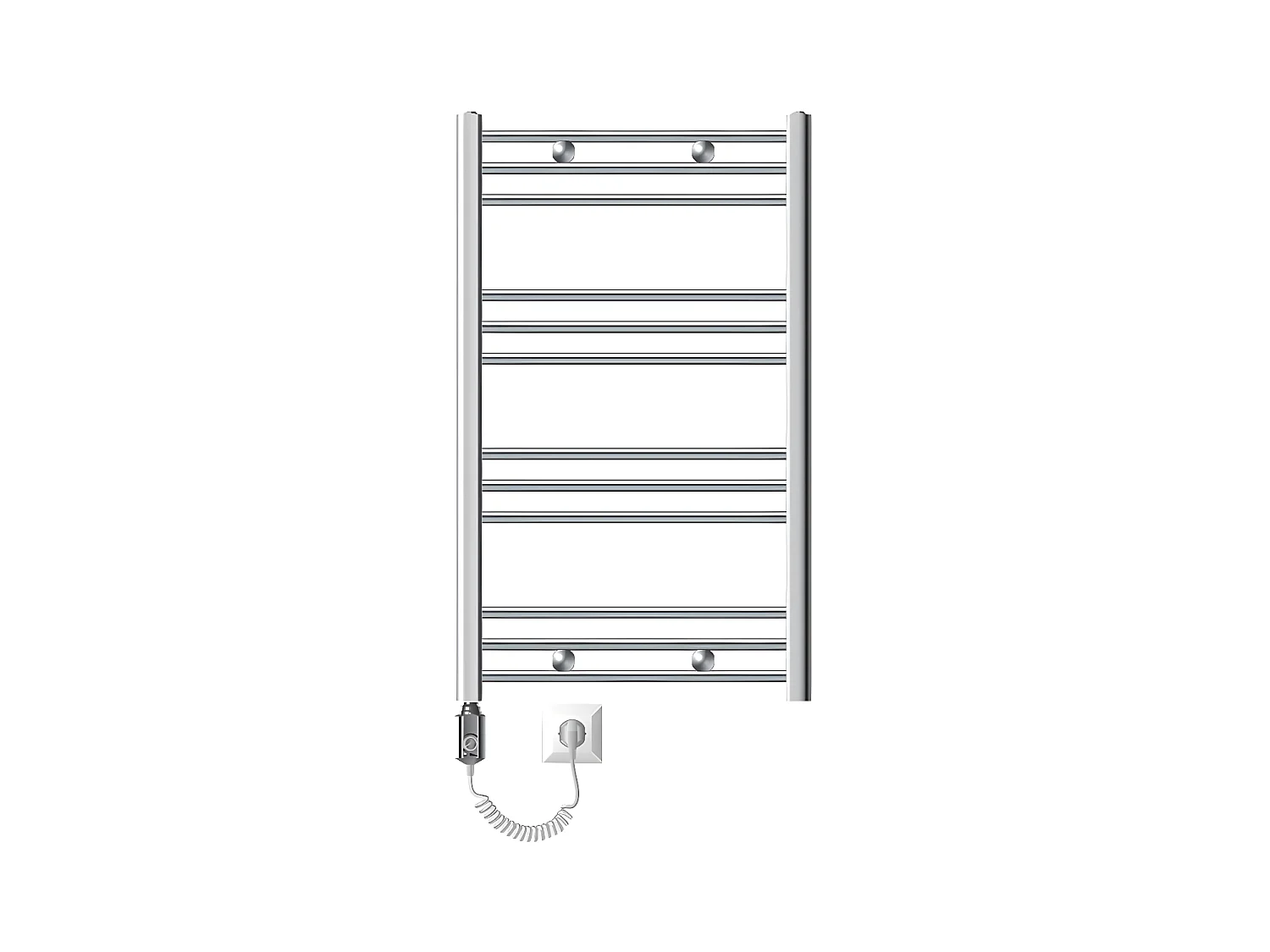 Radiateur électrique pour salle de bain Sahara 600x800 mm chromé raccord latéral courbé &amp; thermoplongeur 600W