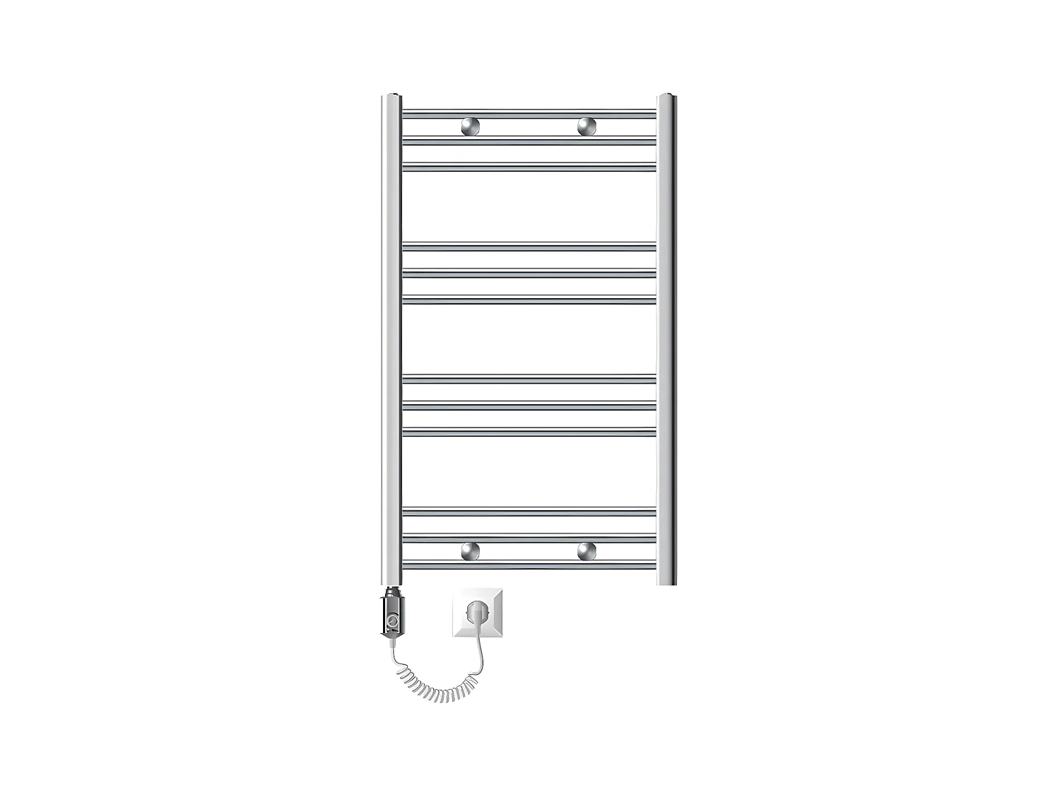 Radiateur électrique pour salle de bain Sahara 600x800 mm chromé raccord latéral courbé &amp; thermoplongeur 600W