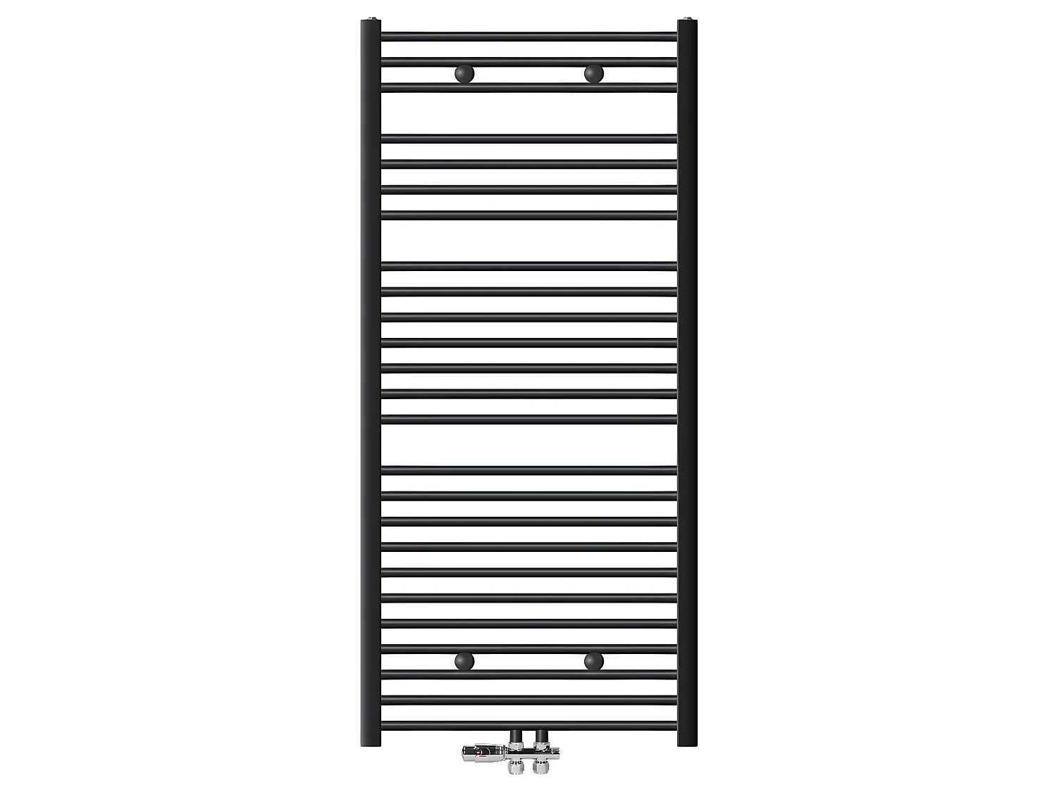 ECD Germany Radiateur de salle de bain raccordement central 750 x 1500 mm anthracite courbé avec thermostat et kit de raccordement passage au sol