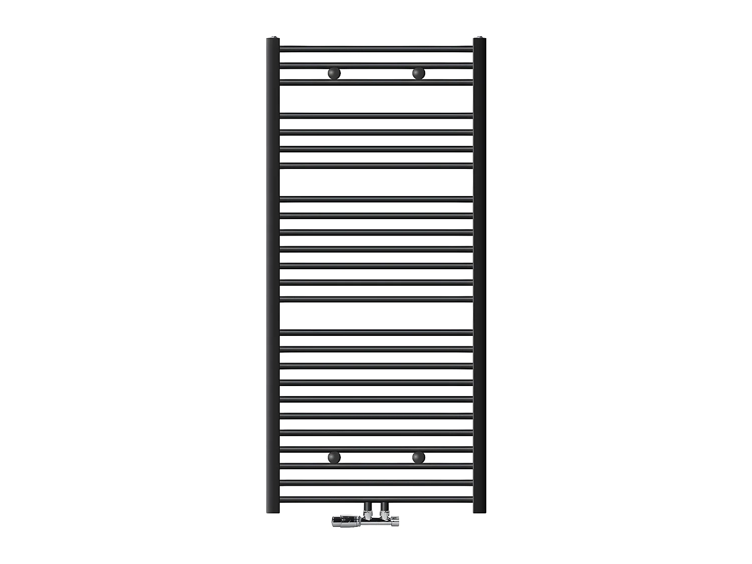 Radiatore Bagno 750x1500 mm Antracite Curvo Attacco Centrale Inferiore e Termostato
