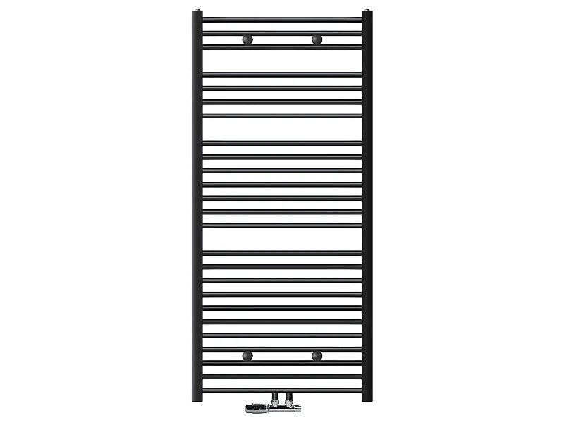 Radiateur Salle de Bain 750x1500 mm Anthracite Courbé Raccord Central au Bas et Thermostat