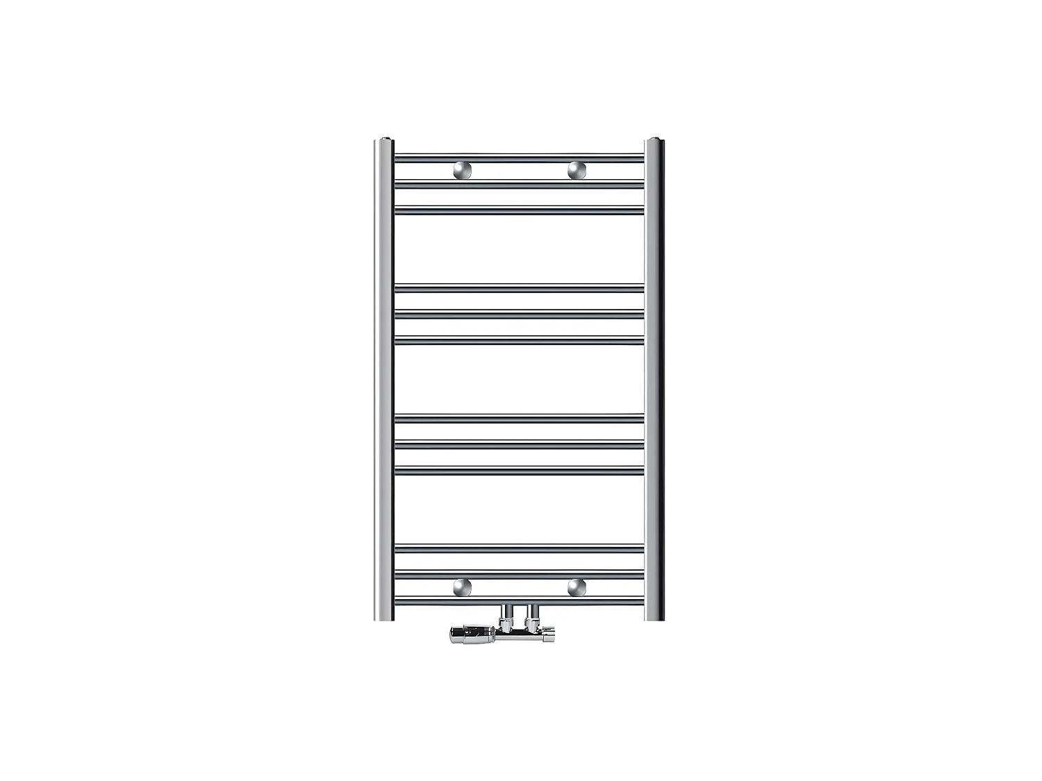 ECD Germany Radiateur Design Sahara Non Electrique - 600 x 800 mm - Chrome - Connexion Central Mural d'Angle et Thermostat - Forme Courbé