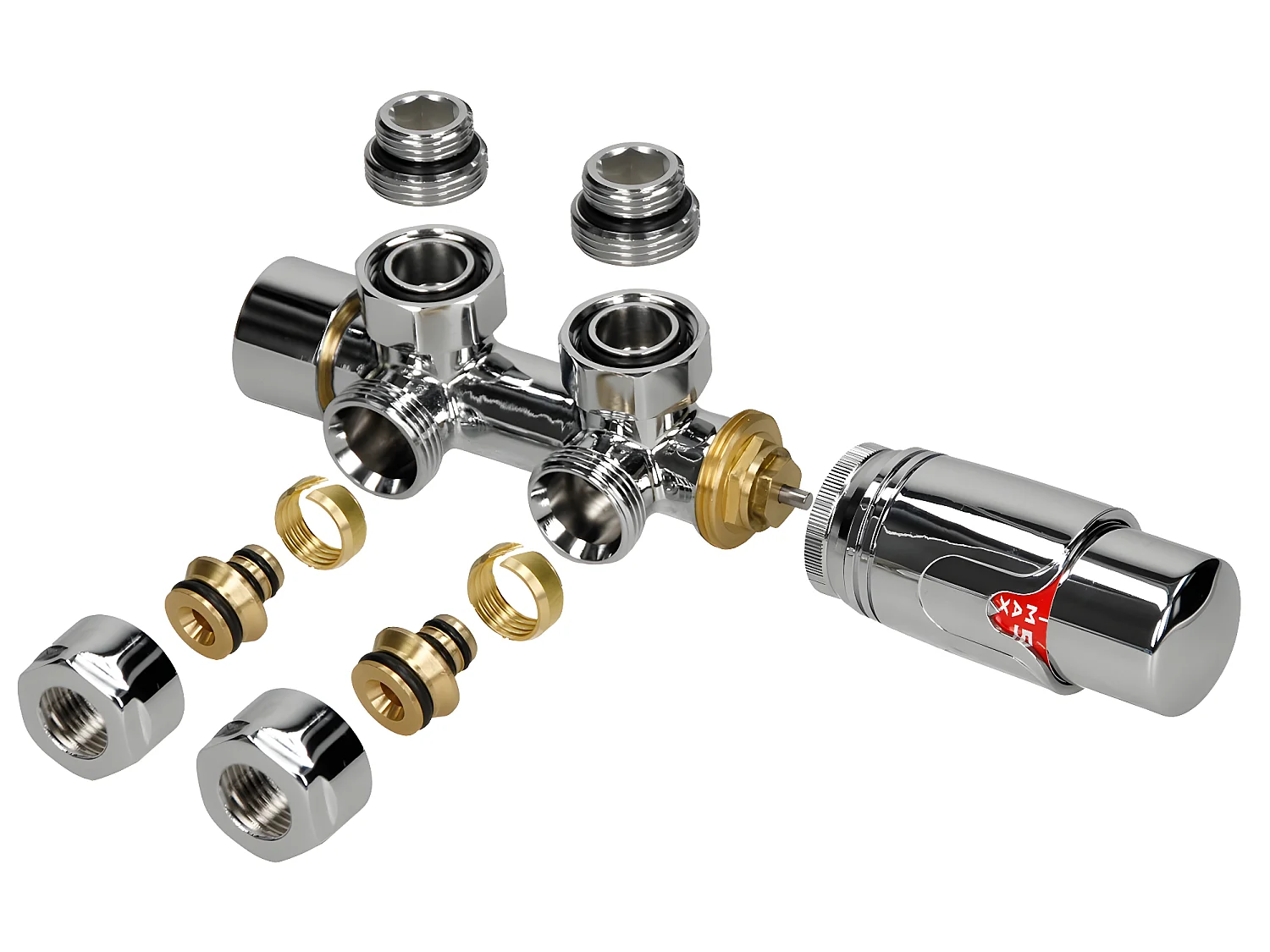 ECD Germany Radiateur Design Sahara Non Electrique - 600 x 800 mm - Chrome - Connexion Central Mural d'Angle et Thermostat - Forme Courbé