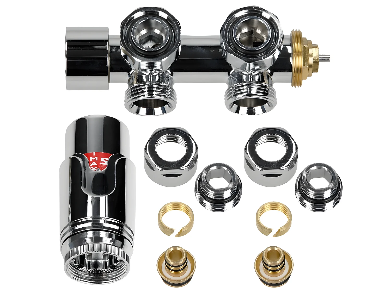 ECD Germany Radiateur Design Sahara Non Electrique - 600 x 800 mm - Chrome - Connexion Central Mural d'Angle et Thermostat - Forme Courbé