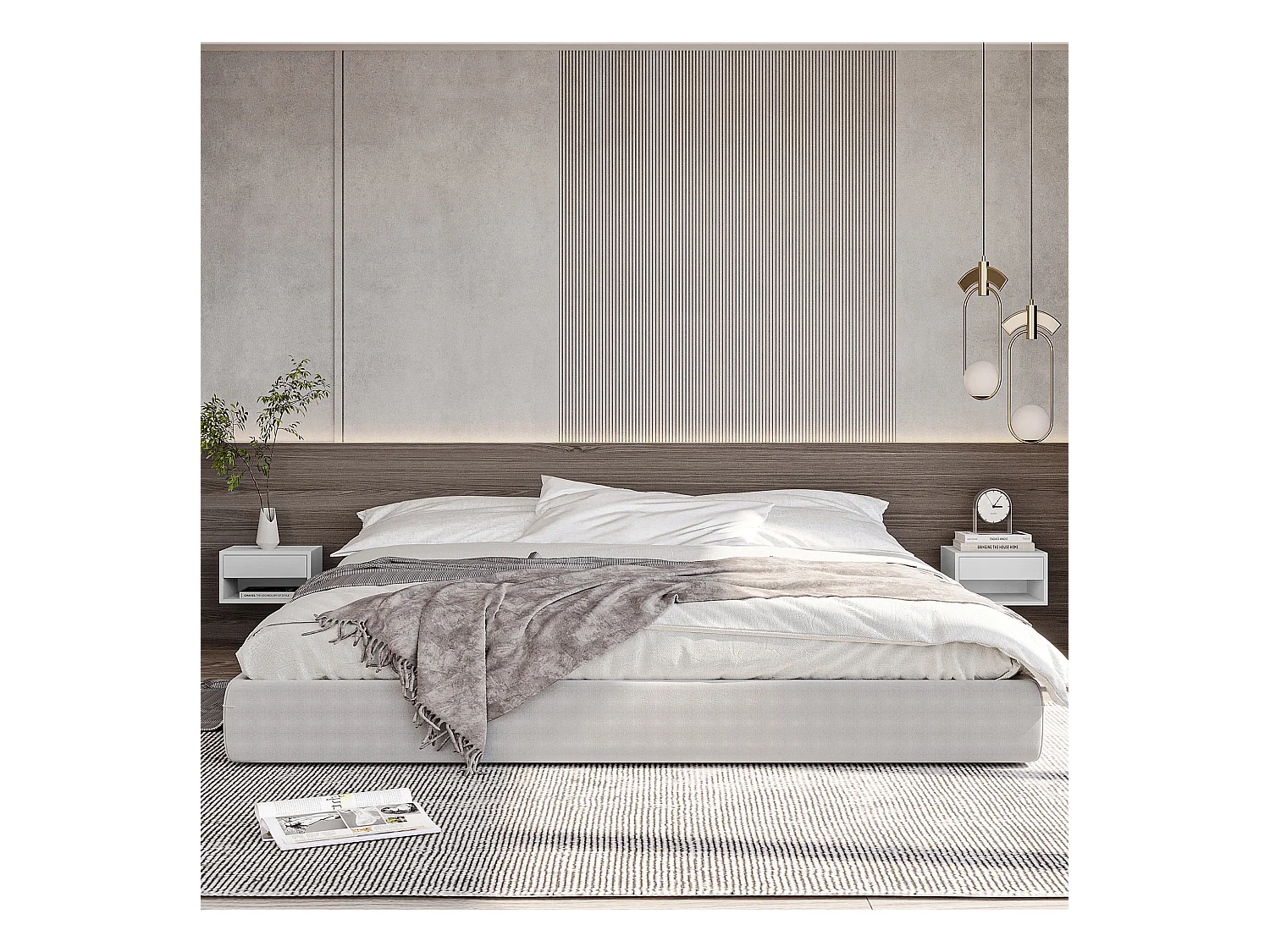 Lot de 2 chevets tables de nuit murales - tiroir coulissant, niche, plateau - dim. 37L x 32l x 21H cm - panneaux blanc