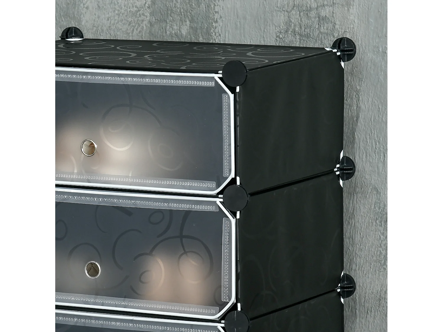 Meuble de rangement à chaussures modulable 6 casiers rectangulaires empilables noir blanc