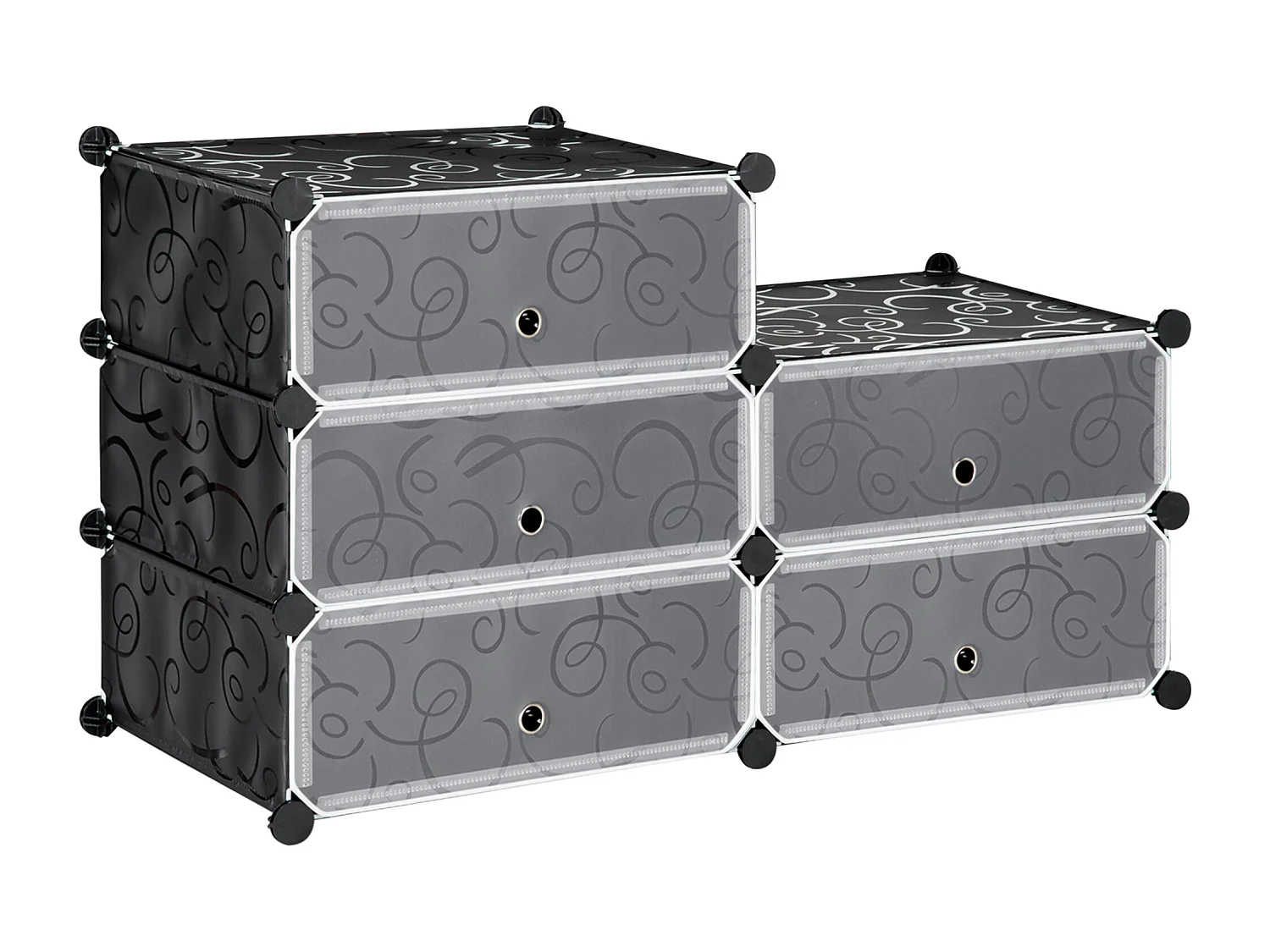 Meuble de rangement à chaussures modulable 6 casiers rectangulaires empilables noir blanc