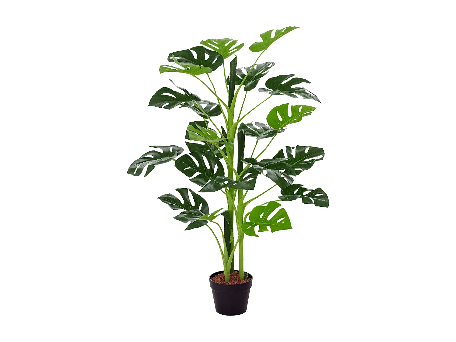 Arbre artificiel plante artificielle Monstera H. 100 cm tronc branches lichen feuilles de tortue grand réalisme pot inclus