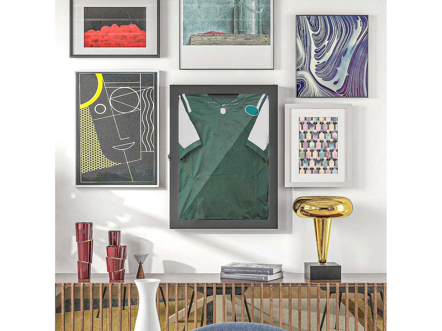 Frame box T-frame cadre pour maillot porte acrylique doublure interne feutre dim. 71L x 7l x 89H cm noir