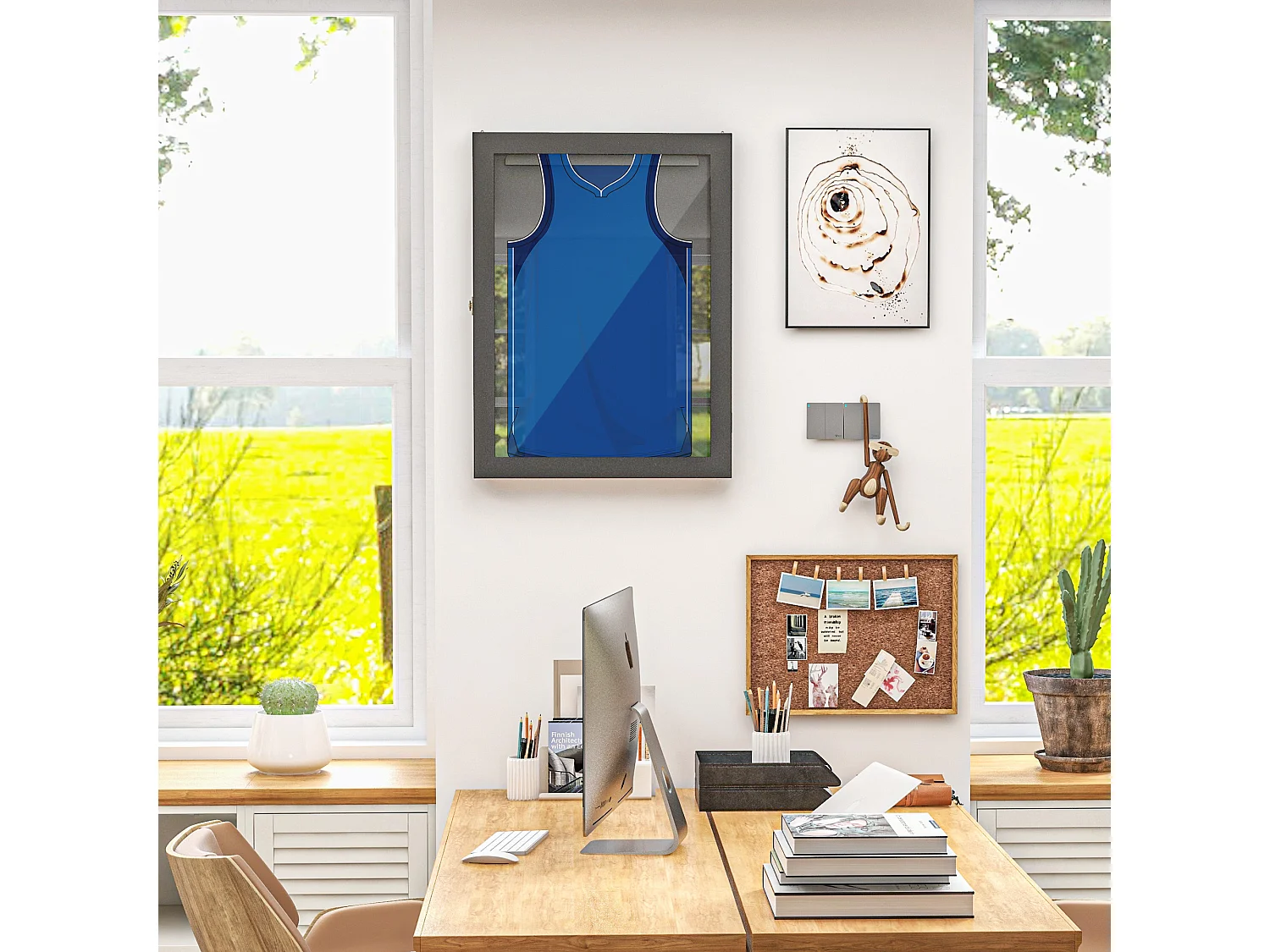 Frame box T-frame cadre pour maillot porte acrylique doublure interne feutre dim. 60L x 7l x 80H cm noir