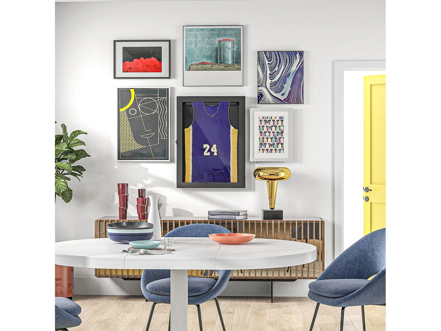 Frame box T-frame cadre pour maillot porte acrylique doublure interne feutre dim. 60L x 7l x 80H cm noir