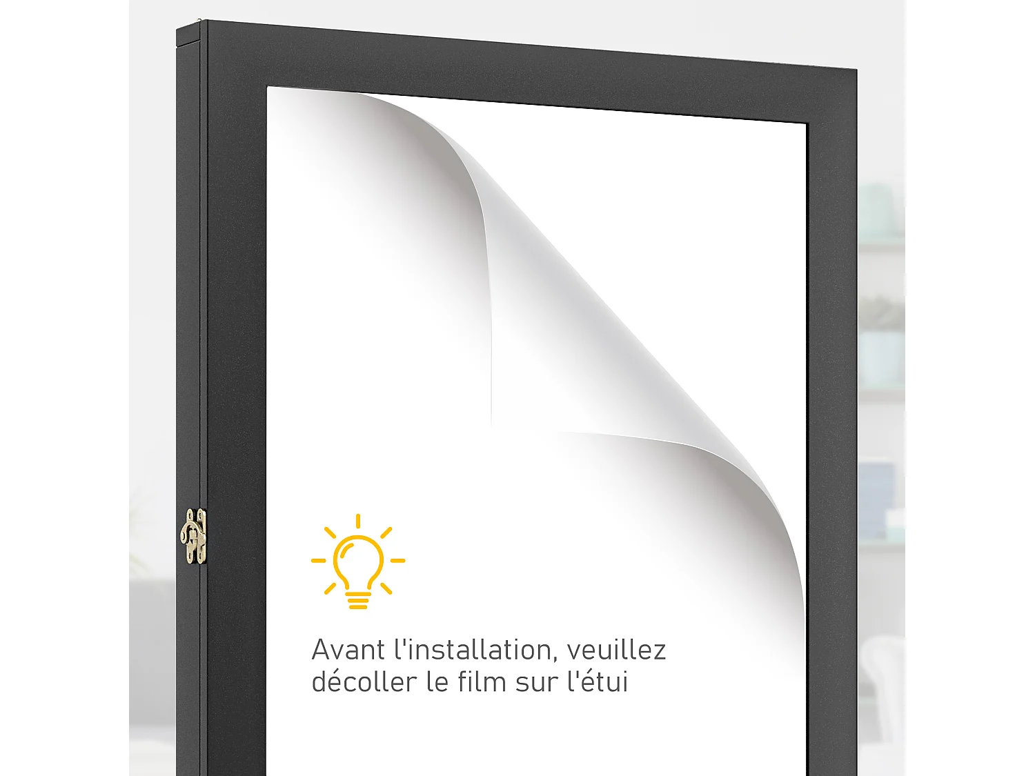 Frame box T-frame cadre pour maillot porte acrylique doublure interne feutre dim. 60L x 7l x 80H cm noir