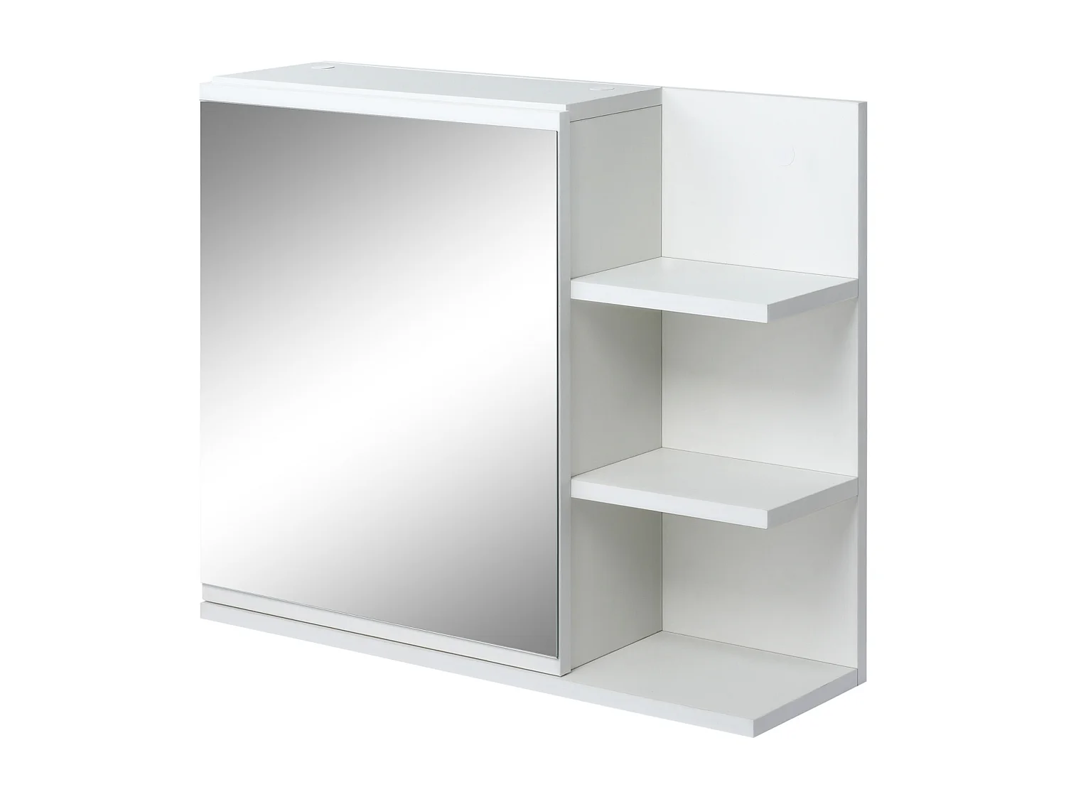 Armoire miroir de salle de bain avec étagère - 3 étagères latérales - kit installation murale fourni - panneaux particules blanc