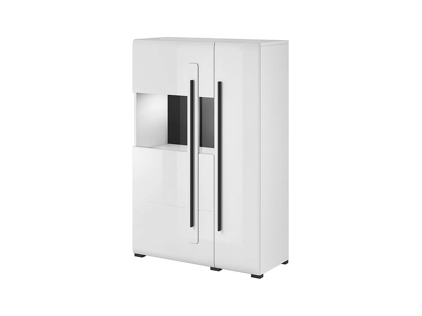 Design vitrine XL collectie BREDA. Kleuren mat wit en glanzend wit.