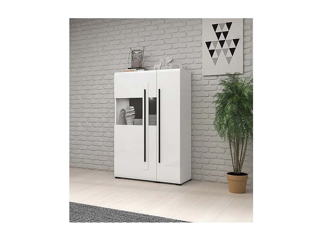 Vitrina diseño XL colección BREDA. Colores blanco mate y blanco brillante.