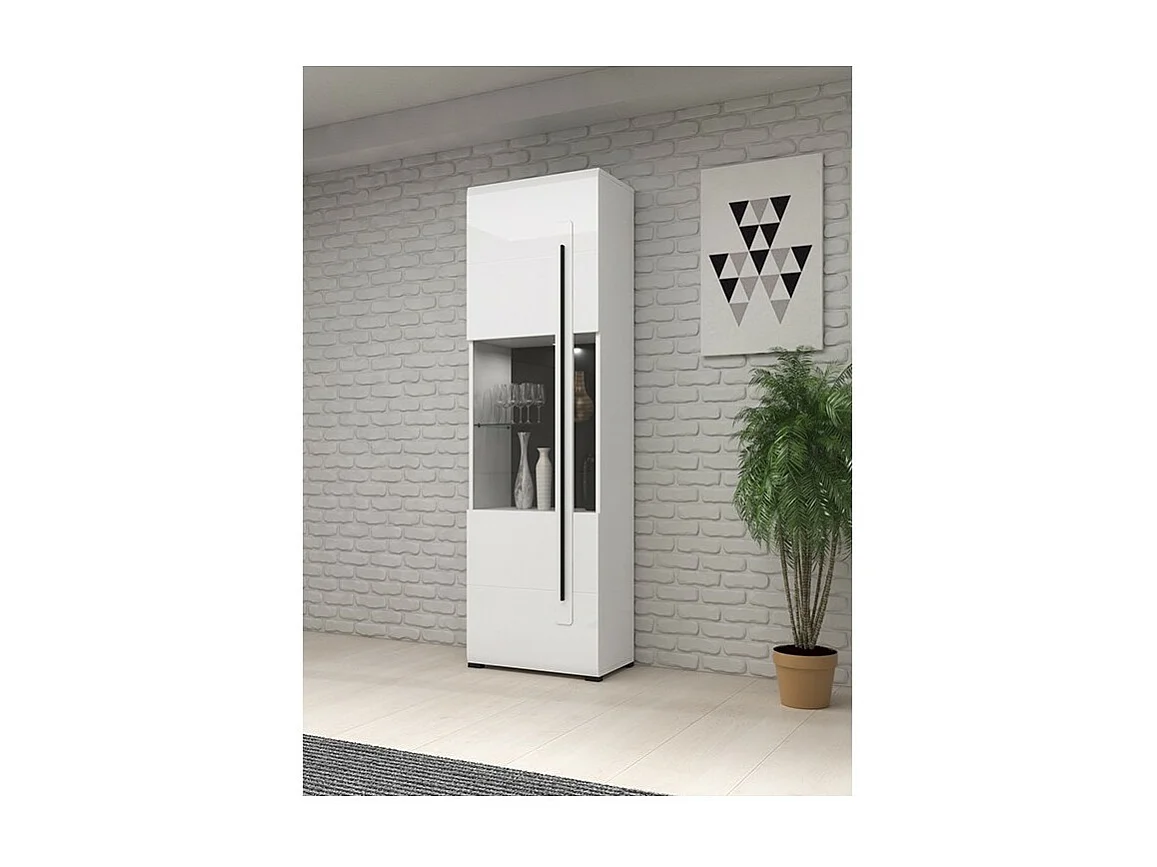 Vitrina de diseño colección BREDA en color blanco mate y blanco brillante.