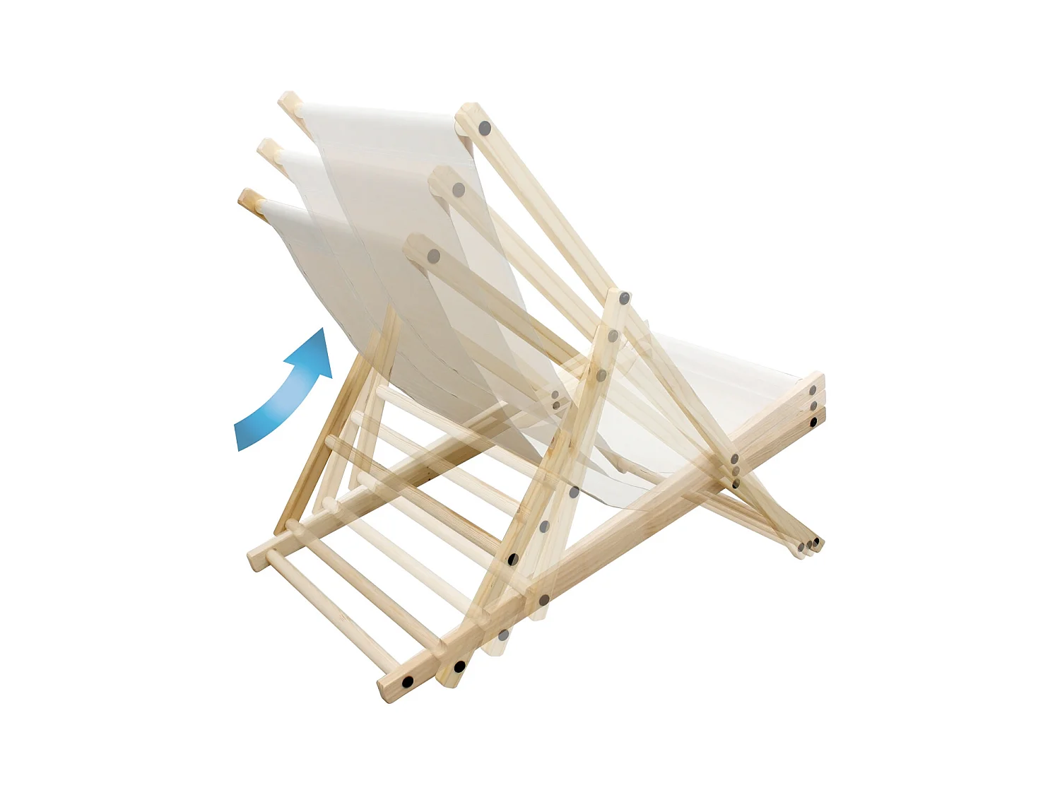 Set 2x Chaise longue de jardin pliable beige en bois chiliennes 3 positions de couchage  jusqu'à 120 kg usage intérieur et extérieur balcon terrasse