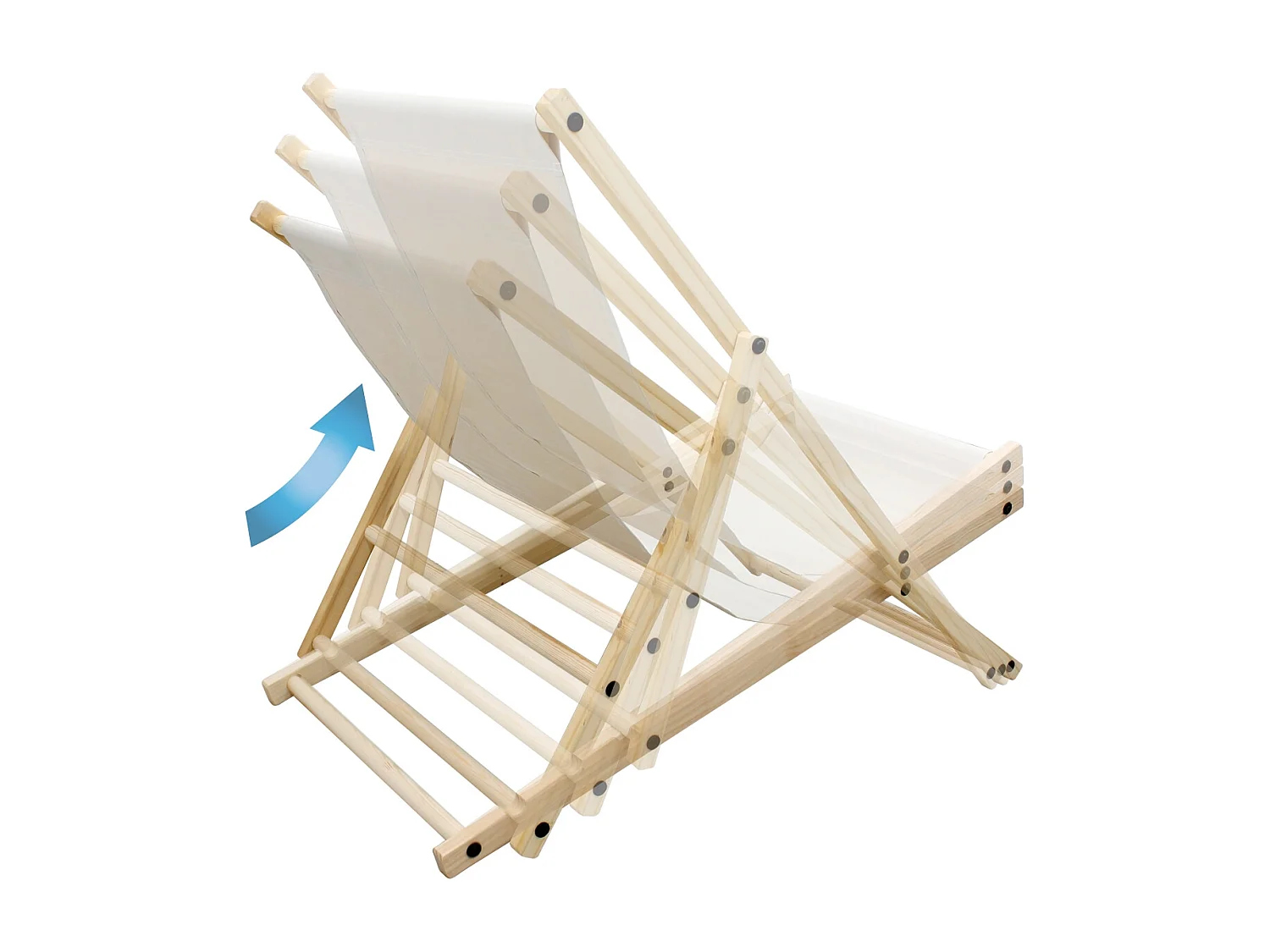 Set 2x Chaise longue de jardin pliable beige en bois chiliennes 3 positions de couchage  jusqu'à 120 kg usage intérieur et extérieur balcon terrasse