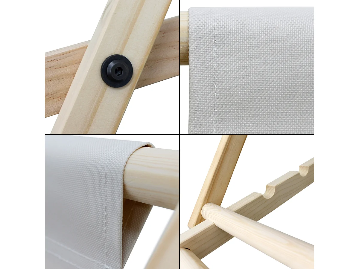 ECD Germany Set 2 sedie a sdraio beige in legno, regolabile 3 posizioni, prendisole, pieghevoli, fino a 120 kg, esterno spiaggia giardino balcone