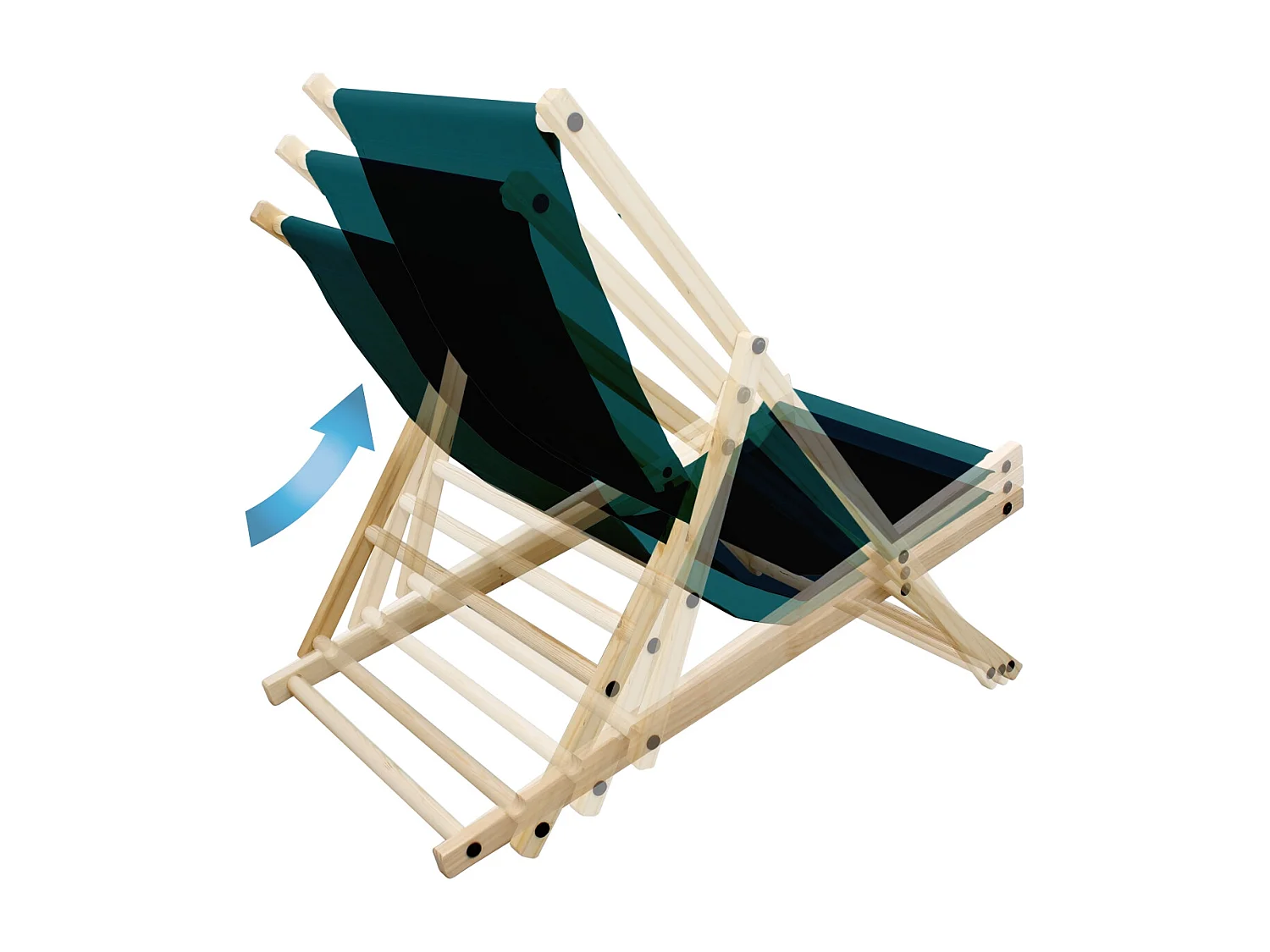 ECD Germany Silla de playa verde oscuro madera de pino tumbona 3 posiciones de reclinación hamaca plegable con tejido oxford impermeable carga 150kg