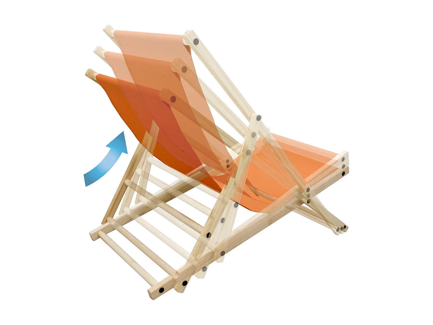 ECD Germany 2x Sillas de playa naranja madera pino tumbona 3 posiciones de reclinación hamaca plegable con tejido oxford impermeable carga hasta 150kg
